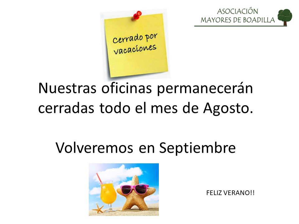 EN AGOSTO... CERRAMOS POR VACACIONES!!